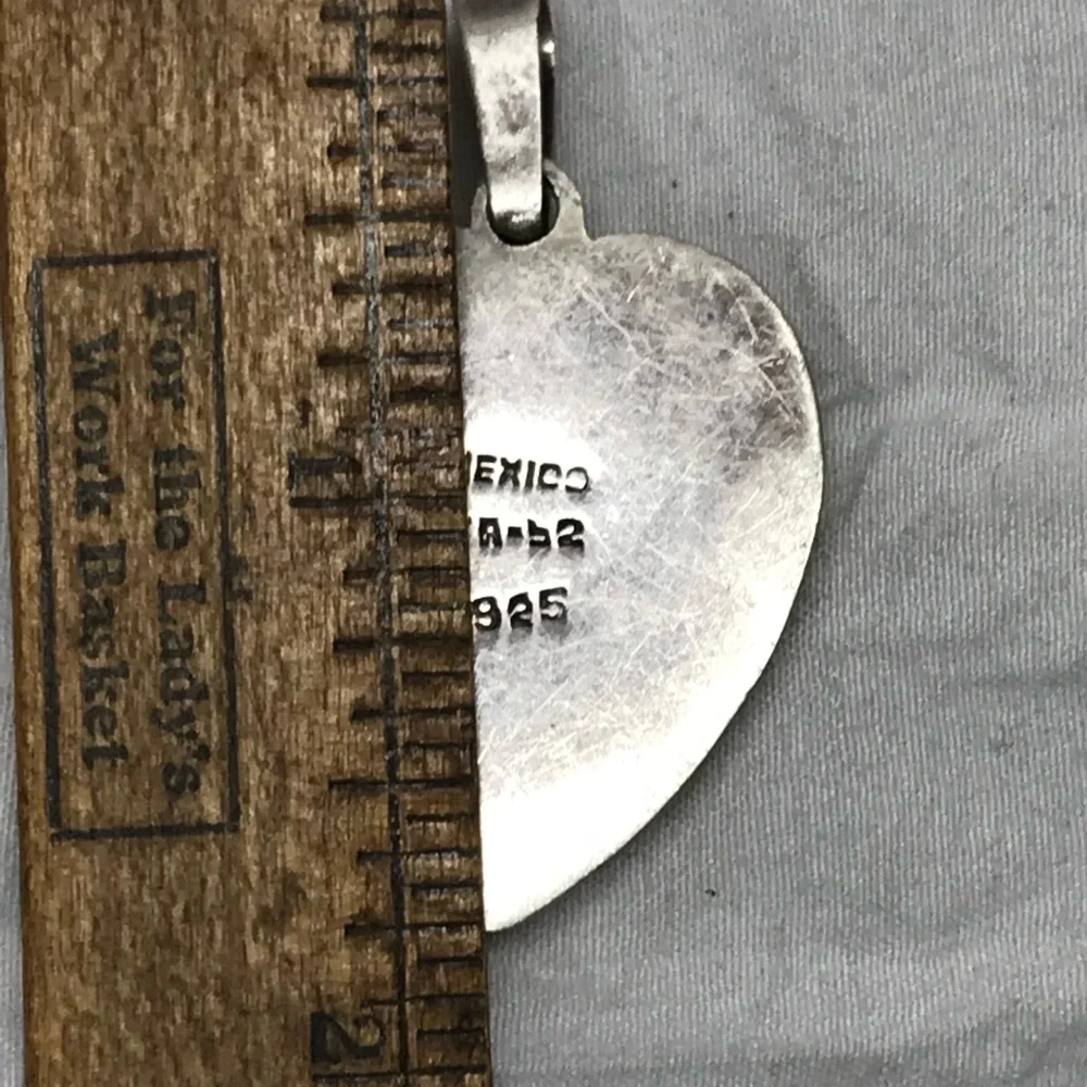 Vintage Taxco Mexico Sterling Silver 925 Heart  Pendant TA-68 - Picture 4 of 6